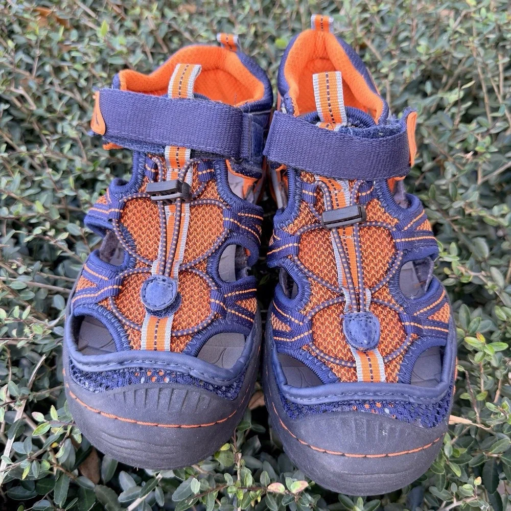 Jambu Piranha Closed-toe Sandals Water Shoes Hiking Navy Orange Kids Sz 3‎